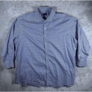 Proper Cloth Dress Shirt Mens 3XL Blue Gingham Non-Iron Long Sleeve Button Up